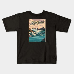 Retro Kenai Fjords National Park Kids T-Shirt